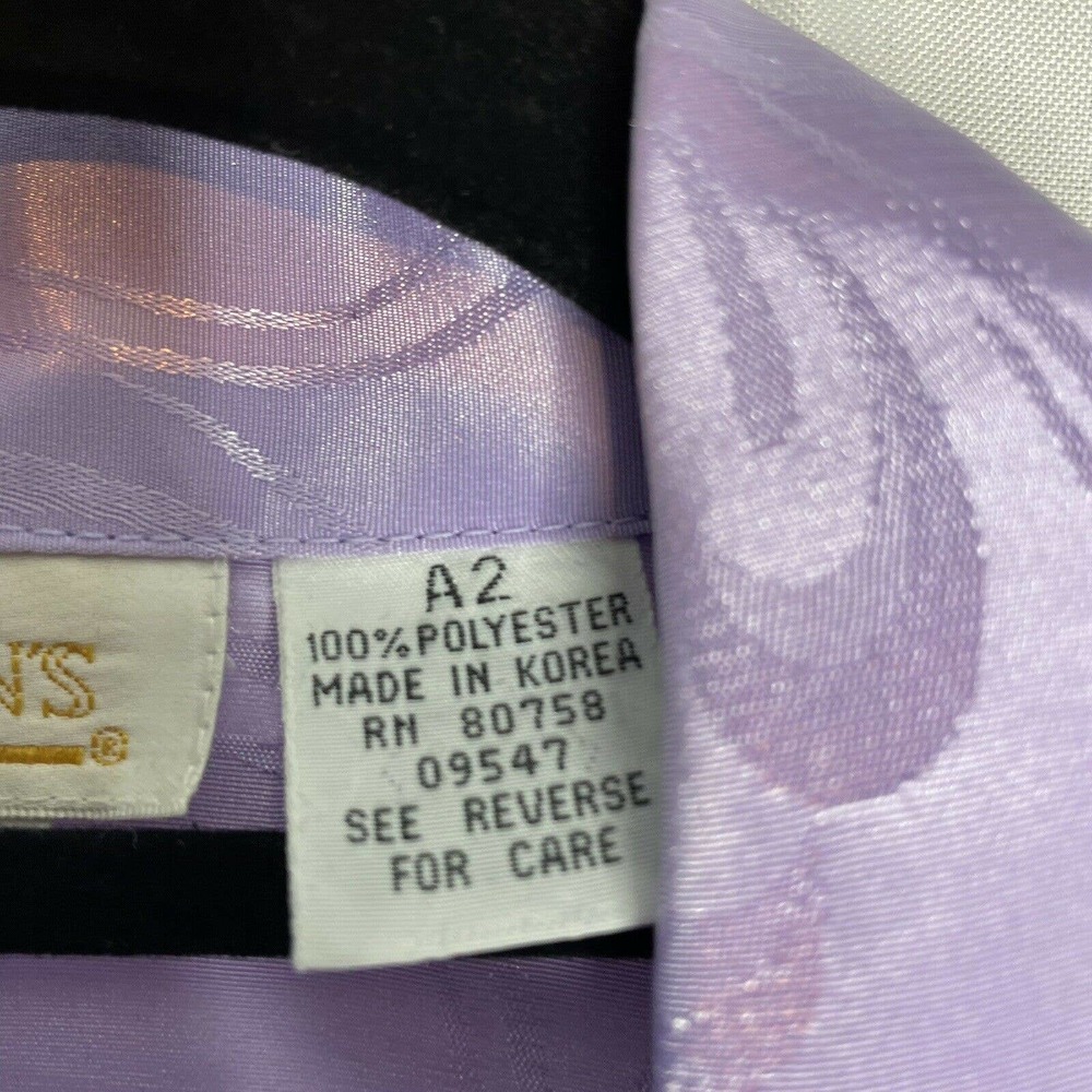 vintage blouse lavender satin button up - Picture 6 of 9